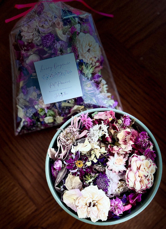 Lilac & Pink Dried Flower Potpourri. Somerset Grown, Choice of Scent