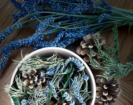 Organic Lavender & Rosemary Luxury Pot-Pourri Home grown/from local Somerset woodland. Everlasting dried flowers, petals, cones and leaves