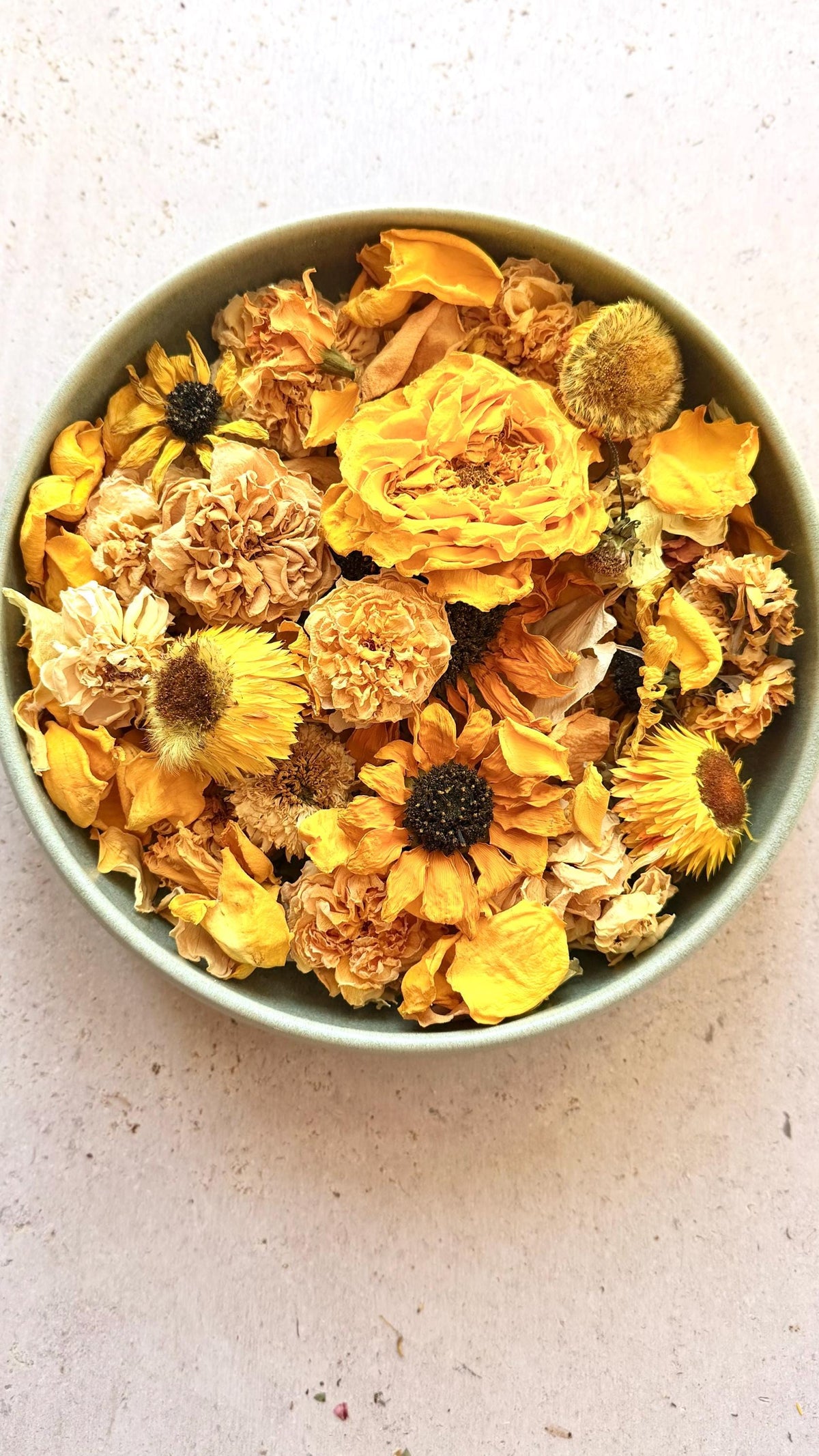 Organic Dried Flower Potpourri Yellow tones. Home grown in Somerset. Choice of scent